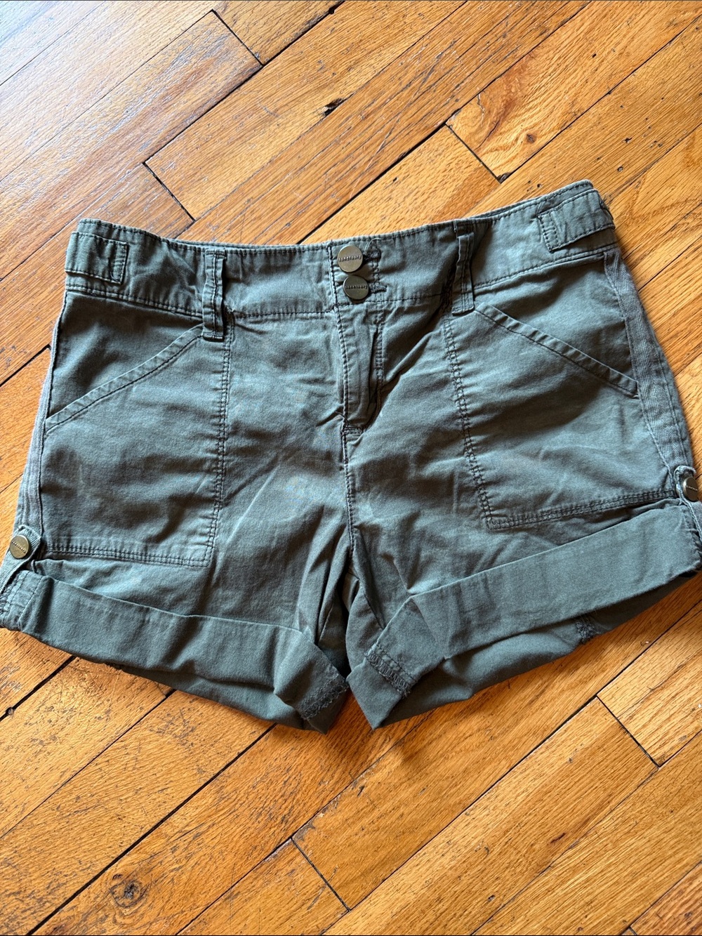 Sanctuary Olive Green Camo Utility Cotton Shorts